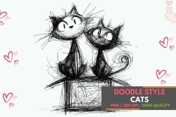 Abstract Doodle Sketch Cats: Infusing Projects with Playful Charm