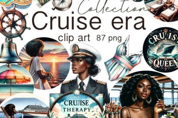 African American Cruise Life Clipart: Authentic Travel Art