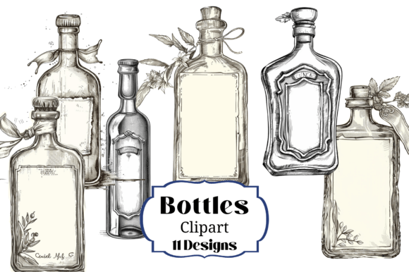 Bottles Clip Art Transparencies for Crafters & Designers
