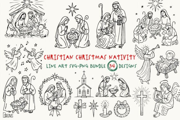Christian Christmas Nativity SVG Bundle: Faithful Art for Modern Projects
