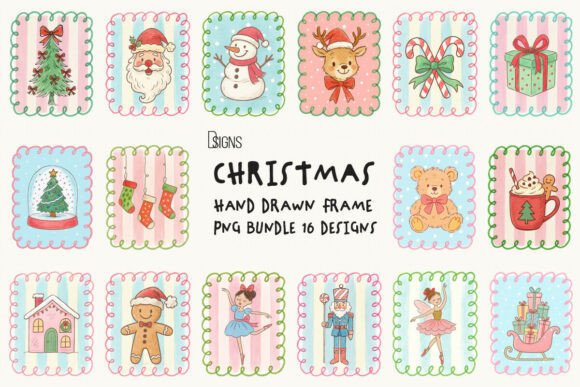 Christmas Hand Drawn Frame Bundle Png: Whimsical Holiday Design Assets