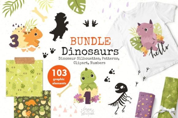 Dinosaur Clipart & Digital Paper: A Roaring Design Toolkit
