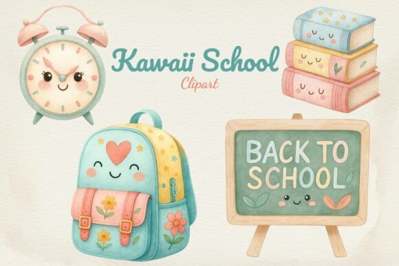 Dive Into Adorable Learning: The Kawaii Back to School Watercolor Set