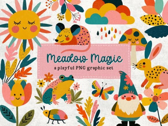 Enchant Your Designs with Meadow Magic Clipart