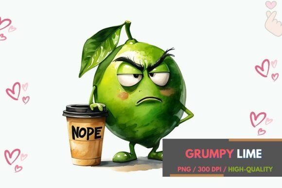Grumpy Lime Character Art: Attitude That Sells