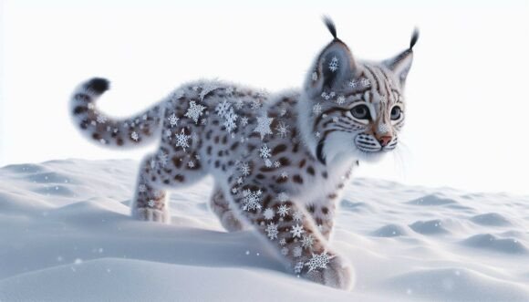 Lynx Snowflake Prowl: A Creative Asset for Bold Winter Designs