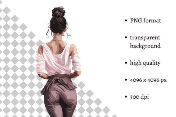 Messy Bun Girl in Dusty Pink Clipart: A Designer's Go-To Asset