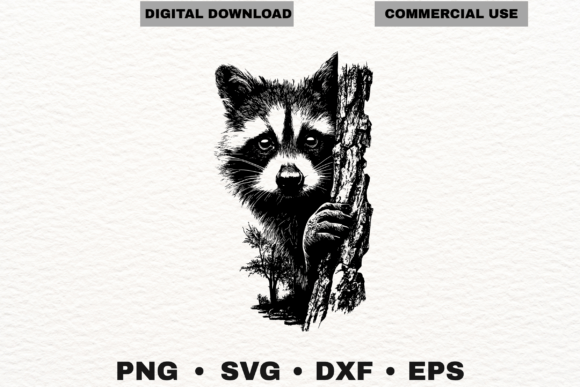 Raccoon Engraving Vintage Wildlife SVG: A Woodland Design Asset