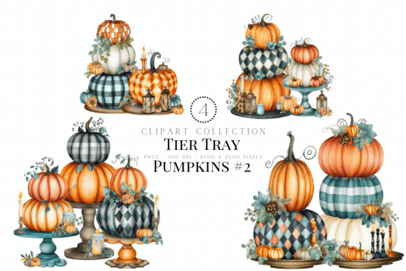 Tier Tray Pumpkins Set 2: Farmhouse Fall Clipart
