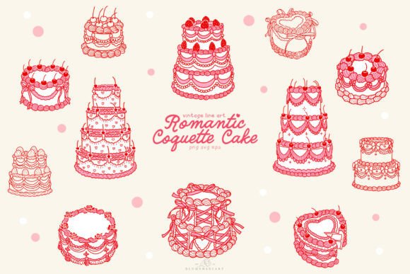 Unveiling the Charm of Romantic Coquette Cake Line Art